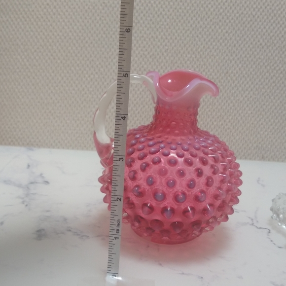 Fenton Cranberry Opalescent Hobnail Cruet With Stopper - Picture 10 of 10